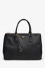 Prada Black Saffiano Leather Double Zip Galleria Tote with Strap