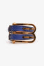 Balenciaga Blue Leather Double Buckle Bracelet Size M