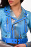 Off-White Blue Vinyl Transparent Cropped Biker Jacket Size 38