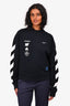 Off-White Navy Graphic Cropped Sweatshirt Size S