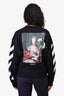 Off-White Navy Graphic Cropped Sweatshirt Size S