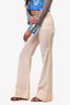 Stella McCartney Cream Wide Leg Cuffed Trousers Size 38