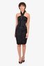 D&G Dolce & Gabbana Black Silk Rouched Midi Dress Size 40