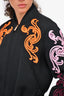 Versace Black/Orange Embroidered Zip Up Jacket Size 40