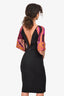 Gucci Black/Purple Pattern Sleeve Low Back Midi Dress Size XS