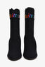 Louis Vuitton Black Rainbow Logo Sock Boots Size 38