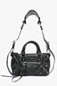 Balenciaga Black Leather Nano Cagole Duffle Bag with Pouch