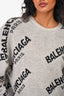 Balenciaga 2017 Grey/Black Logo Print Virgin Wool/Camel Sweater Size 36