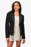 Alexander Wang Black Distressed Denim Blazer with Satin Lapel Size 6