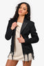 Alexander Wang Black Distressed Denim Blazer with Satin Lapel Size 6