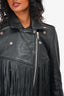 Understated Leather Black Fringe Moto Jacket Size S