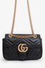 Gucci Black Leather Mini GG Marmont Shoulder Bag with 'CN' Initial