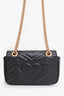 Gucci Black Leather Mini GG Marmont Shoulder Bag with 'CN' Initial