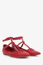 Valentino Red Leather Rockstud Cage Flats Size 36