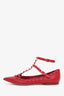 Valentino Red Leather Rockstud Cage Flats Size 36