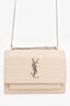 Saint Laurent Beige Croc Embossed Leather 'Sunset' Mini Crossbody Bag