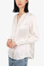 Lily Silk White Silk Pearl Button Blouse Size M