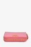 Prada Pink Saffiano Leather Zip Around Compact Wallet