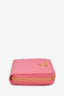 Prada Pink Saffiano Leather Zip Around Compact Wallet