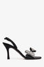 Stuart Weitzman Black Satin Crystal Embellished Bow Details Sandals Size 7.5