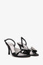 Stuart Weitzman Black Satin Crystal Embellished Bow Details Sandals Size 7.5