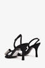 Stuart Weitzman Black Satin Crystal Embellished Bow Details Sandals Size 7.5