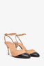 Pre-Loved Chanel™ Beige/Black Leather Chain Detailed Slingback Heels Size 38