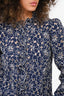 Sezane Blue/White Frilly Button Down Shirt Size 34