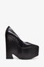 Versace Black Leather 'Tempest' Pointed Toe Platform Heels Size 37.5