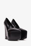 Versace Black Leather 'Tempest' Pointed Toe Platform Heels Size 37.5