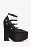 Versace Black Strap Detailed 'Tempest' Pointed Toe Platform Heels Size 37.5