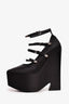 Versace Black Strap Detailed 'Tempest' Pointed Toe Platform Heels Size 37.5