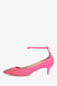 Aquazzura Pink Embellished Ankle Strap Kitten Heel Size 35