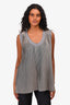 Brunello Cucinelli Grey Pleated Sleeveless Top Size S