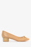 Christian Dior Beige Leather Cannage Block Heeled Flats Size 38.5