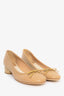 Christian Dior Beige Leather Cannage Block Heeled Flats Size 38.5