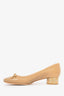 Christian Dior Beige Leather Cannage Block Heeled Flats Size 38.5