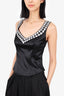 Escada Black Wool/Silk Sequin Houndstooth Tank Top Size 38