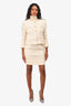 Pre-Loved Chanel™ Vintage Cream Tweed Cropped Blazer + Skirt Set Est. Size 36