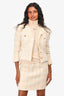 Pre-Loved Chanel™ Vintage Cream Tweed Cropped Blazer + Skirt Set Est. Size 36