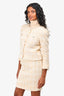 Pre-Loved Chanel™ Vintage Cream Tweed Cropped Blazer + Skirt Set Est. Size 36