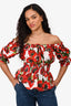 Dolce & Gabbana Red Floral Ruched Top Size 38 (As Is)