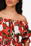 Dolce & Gabbana Red Floral Ruched Top Size 38 (As Is)