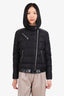 Prada Black Nylon/Leather Logo Puffer Jacket Size 42