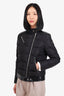 Prada Black Nylon/Leather Logo Puffer Jacket Size 42