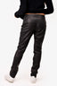 Hermès Black Lambskin Leather High Waisted Pants Size 42