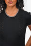 Pre-Loved Chanel™ Black Ribbed Knit Multicolour Trimmed Top Size 44