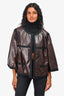 Pre-Loved Chanel™ Brown Lambskin Leather Jacket with Black Trim Size 50