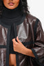 Pre-Loved Chanel™ Brown Lambskin Leather Jacket with Black Trim Size 50