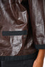 Pre-Loved Chanel™ Brown Lambskin Leather Jacket with Black Trim Size 50